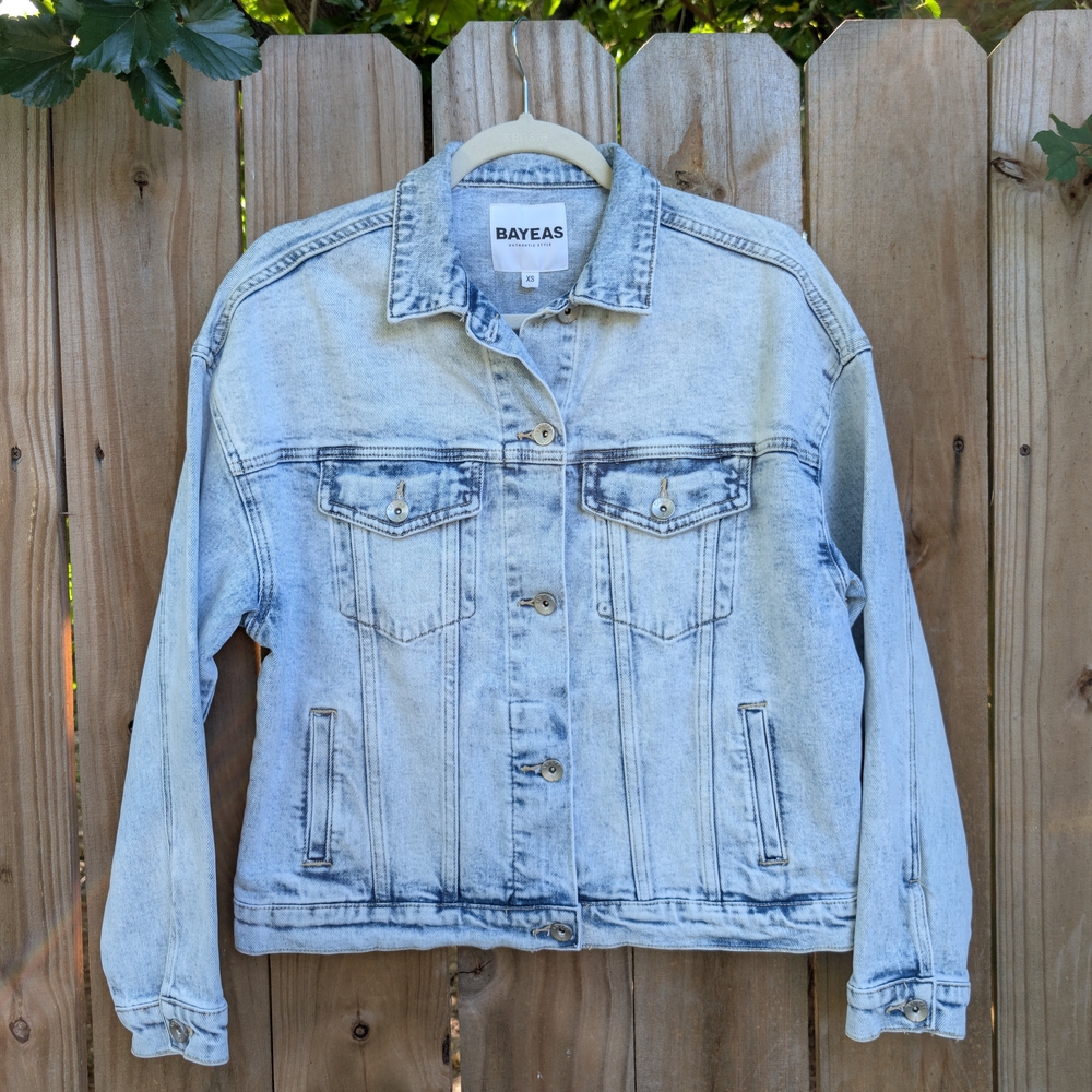 Bayeas Light Wash Blue Denim Jean Jacket